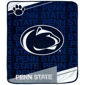fleece blanket with paw, repeating Penn State, and Athletic Logo